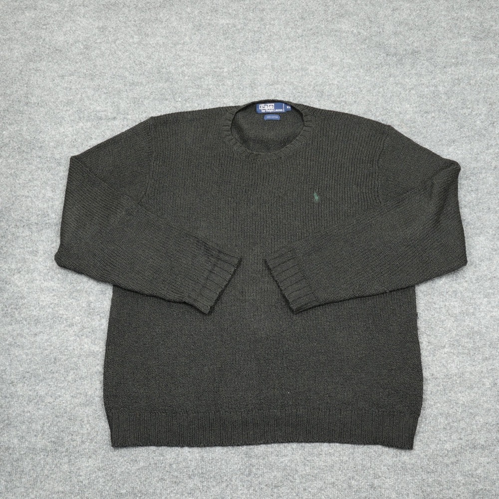Vintage Polo Ralph Lauren Sweater Mens XL Black Cotton Knit Crewneck Pullover
